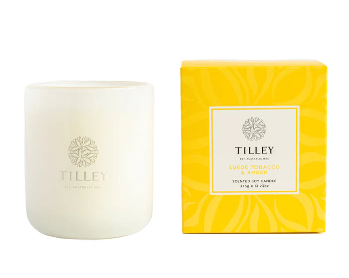 Tilley Scented Soy Candle 375g | Suede Tobacco & Amber