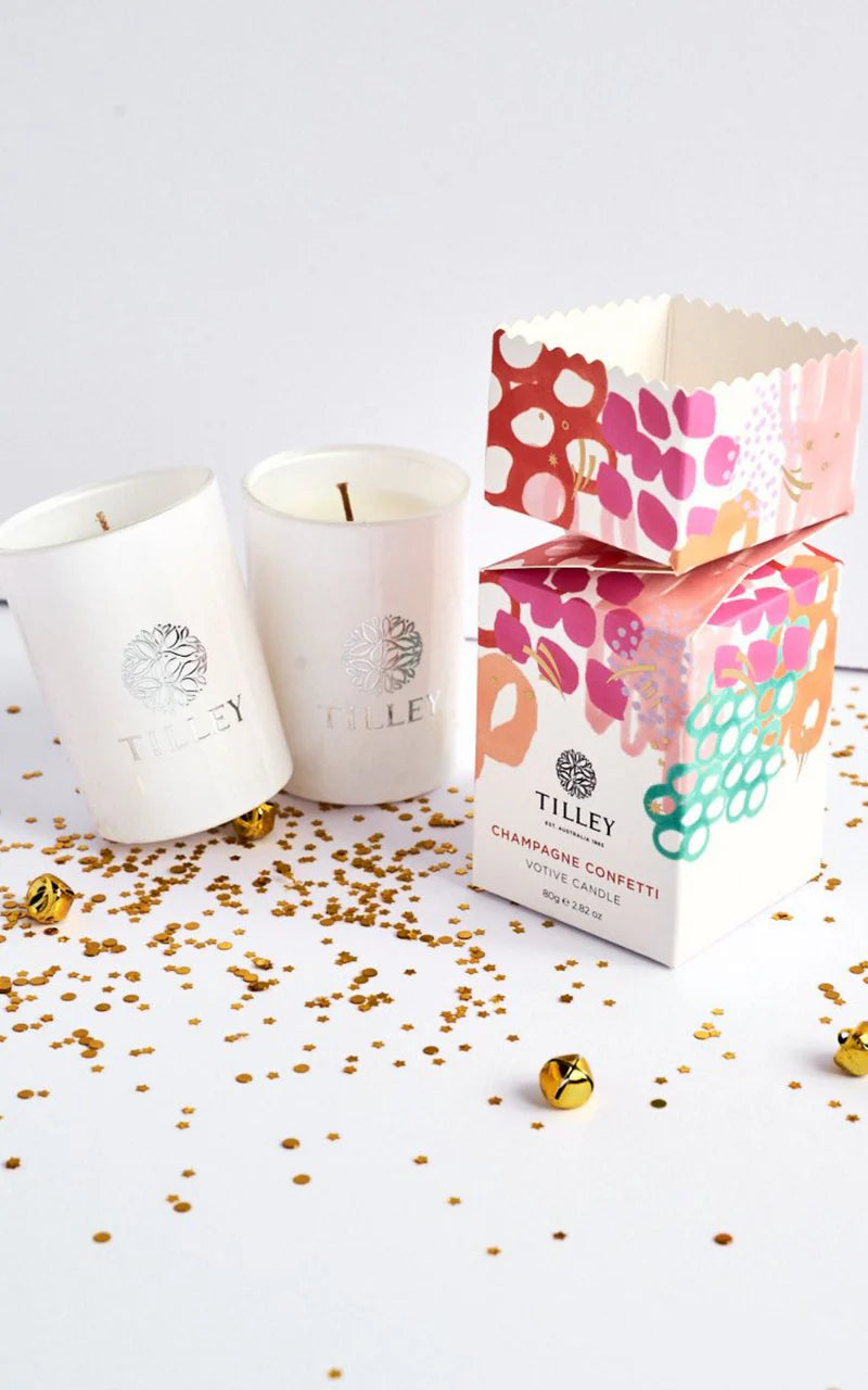 Tillley Festive Votive Candle 80g I Champagne Confetti