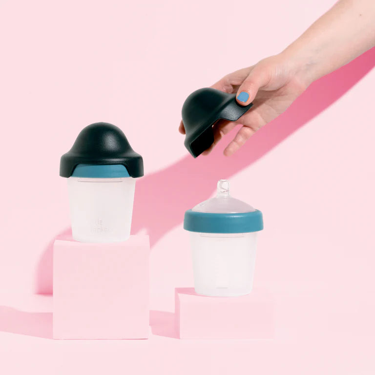 Little Stackers 180ml Baby Bottle Twin Pack | Green/Black