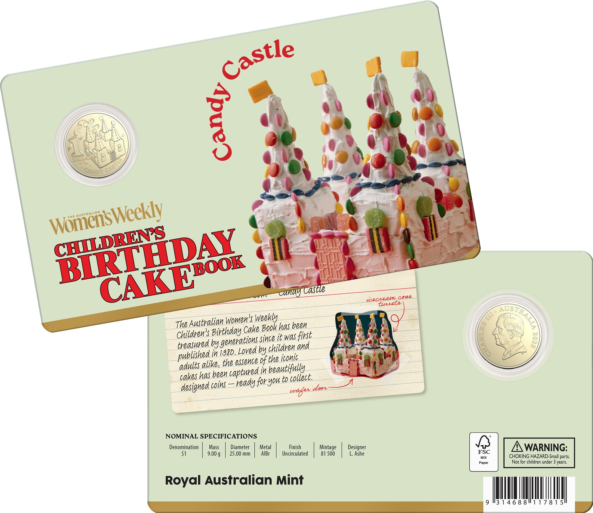 Mint Coins | AWW Birthday Cake Candy Castle 2025 $1 Uncirculated Coin in Card