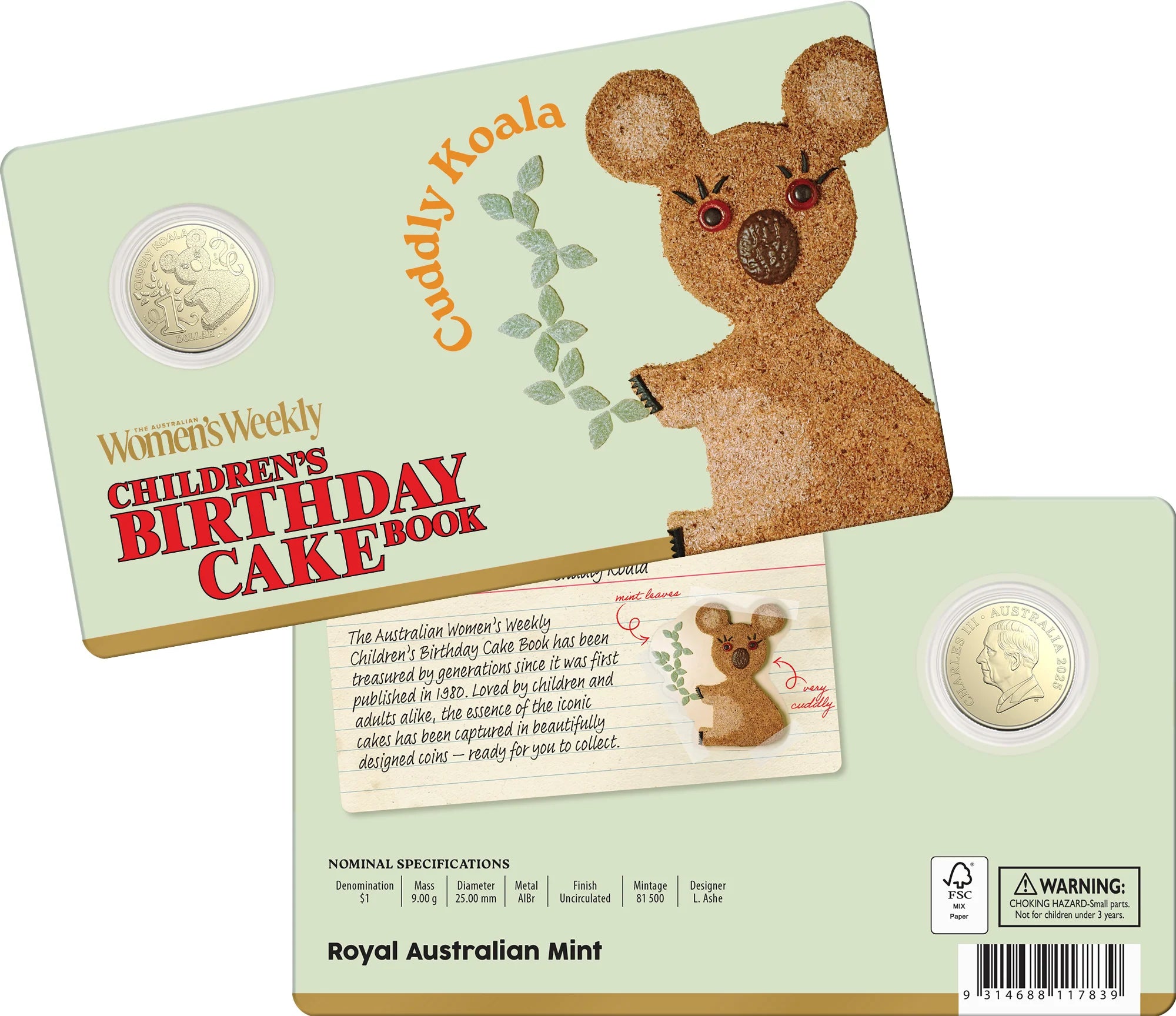 AWW Birthday Cake 2025 $1 Carded Coins Set 10 plus 1 x Circulated $2