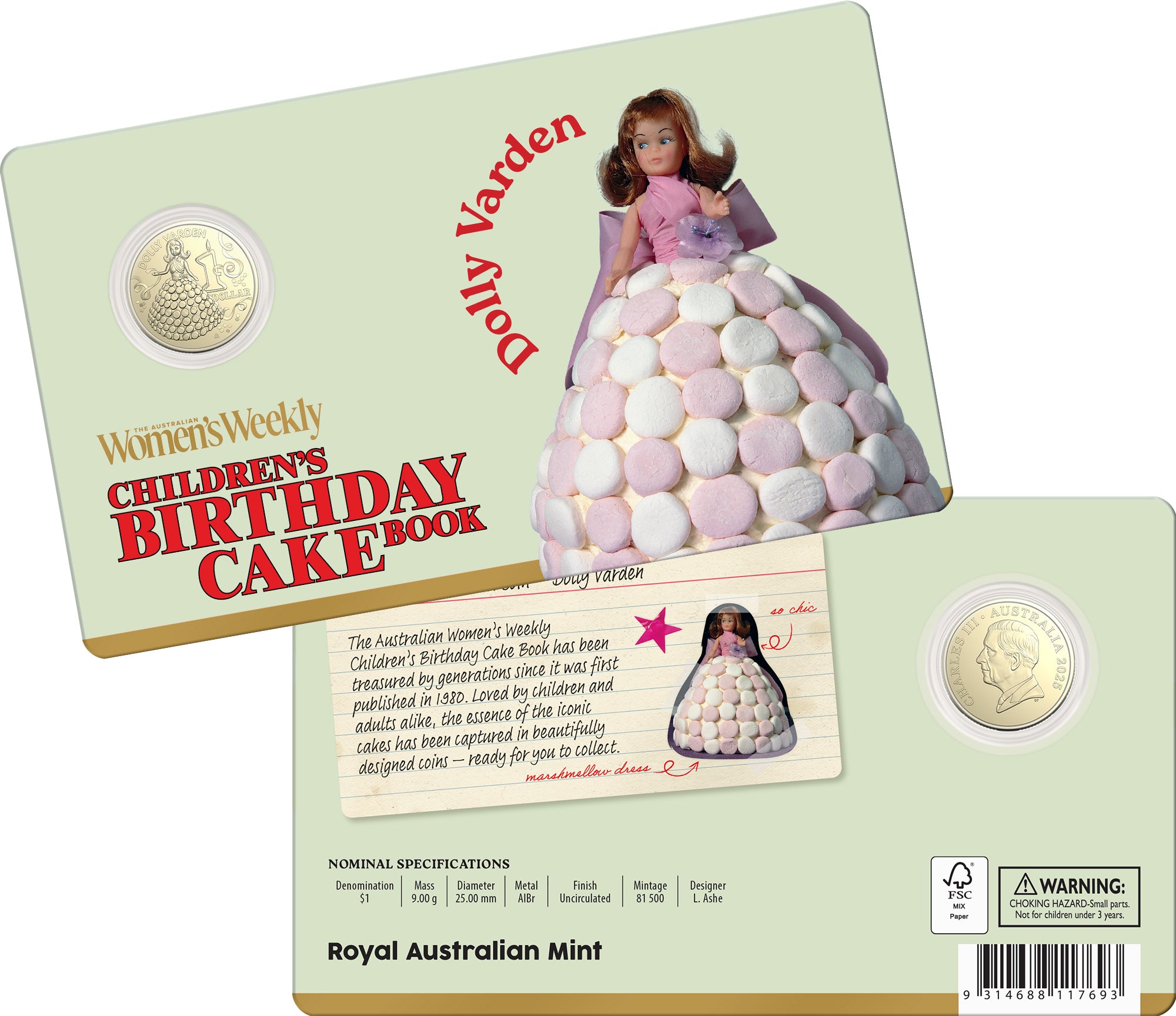 Mint Coins | AWW Birthday Cake Dolly Varden 2025 $1 Uncirculated Coin in Card