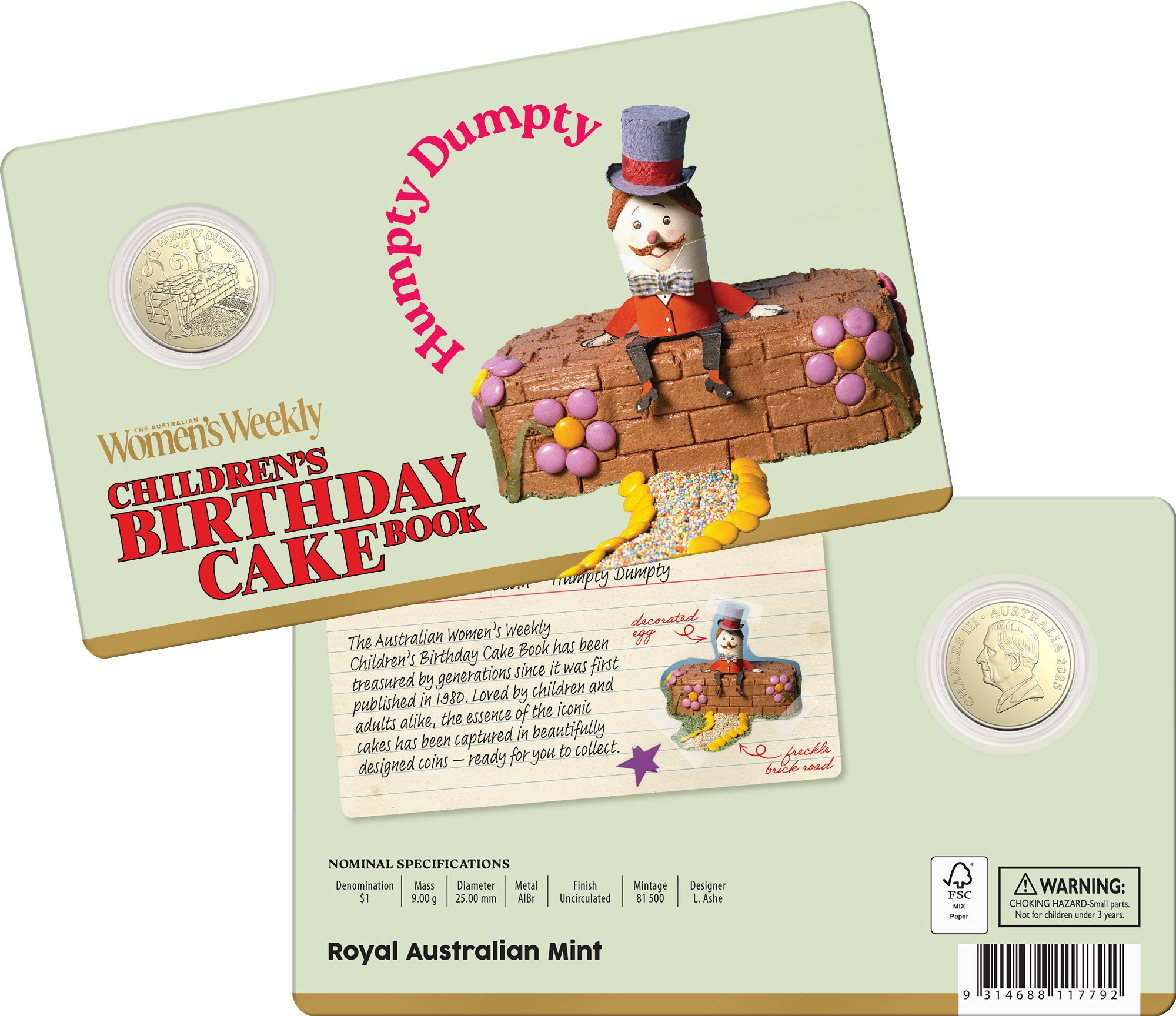 Mint Coins | AWW Birthday Cake Humpty Dumpty 2025 $1 Uncirculated Coin in Card