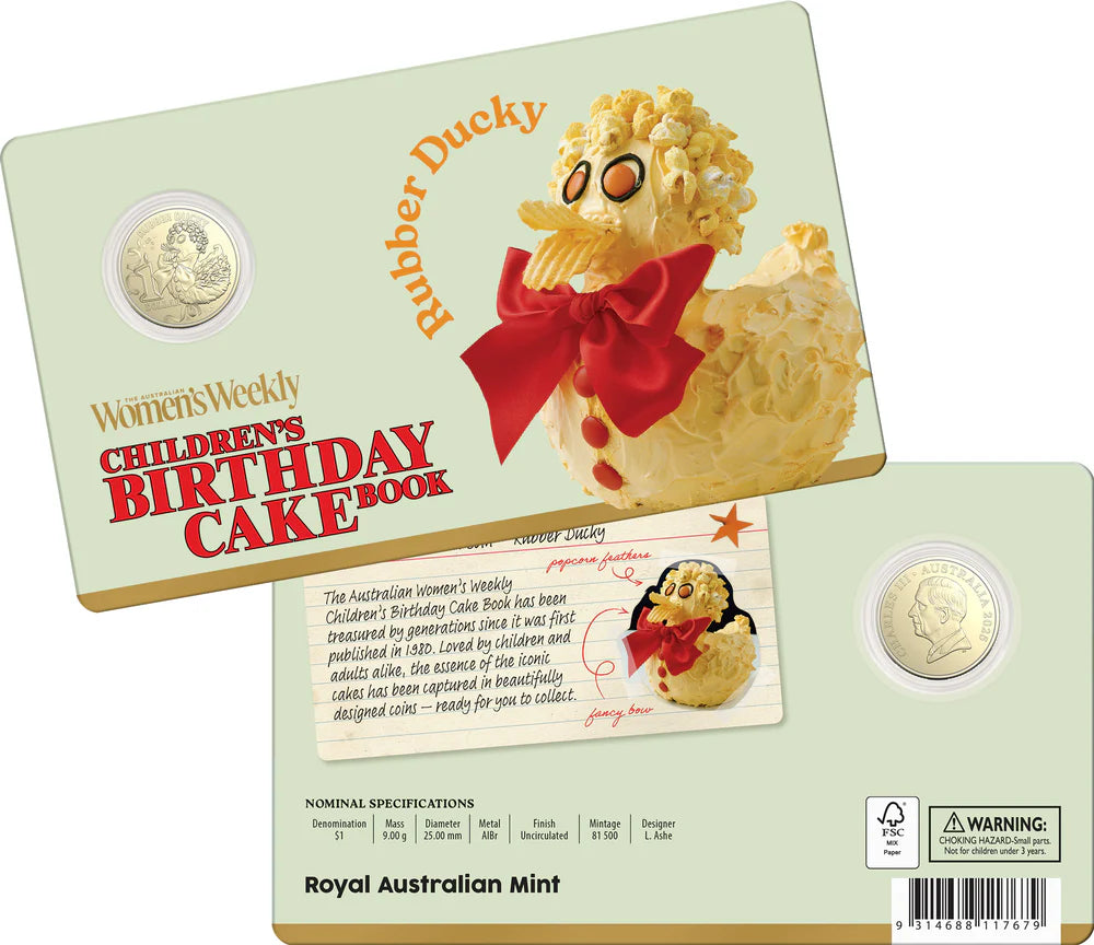 AWW Birthday Cake 2025 $1 Carded Coins Set 10 plus 1 x Circulated $2