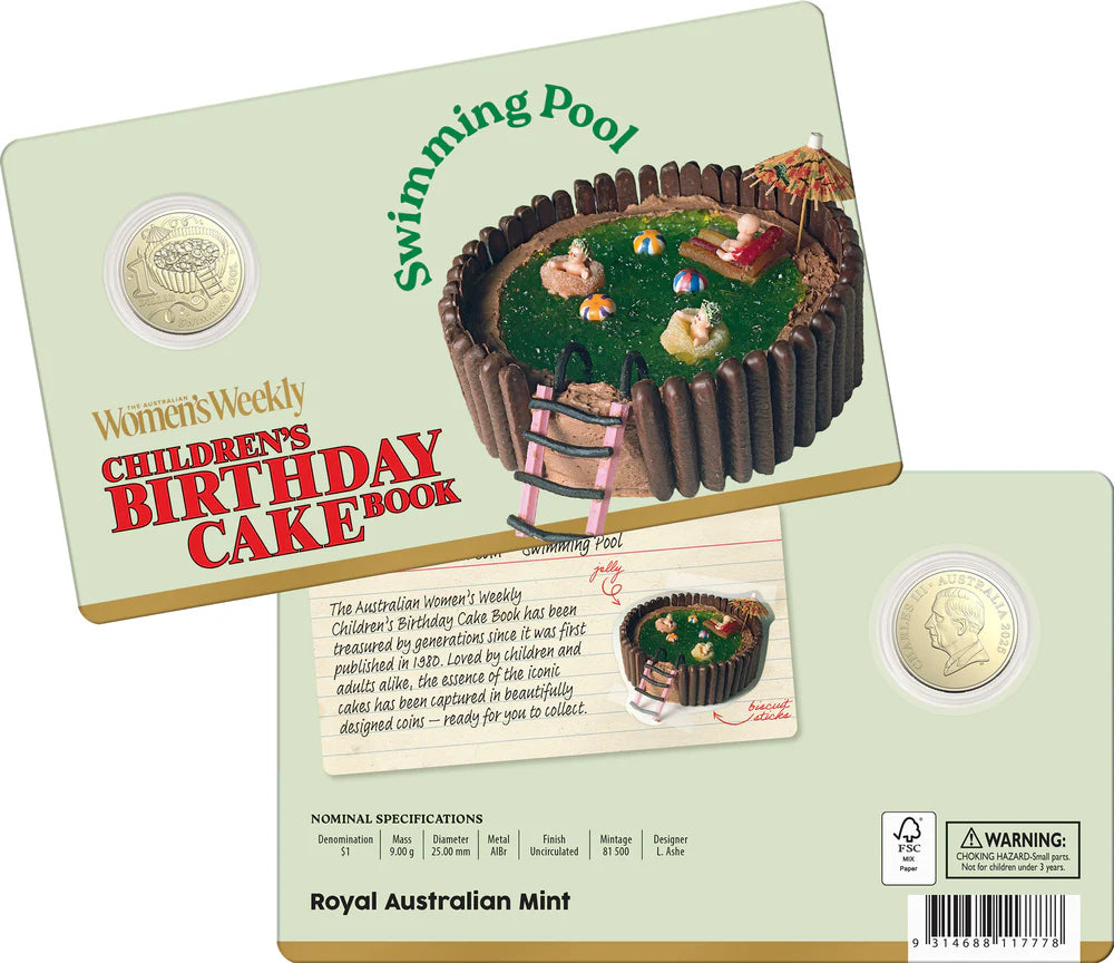 AWW Birthday Cake 2025 $1 Carded Coins Set 10 plus 1 x Circulated $2
