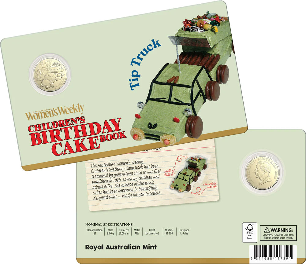 AWW Birthday Cake 2025 $1 Carded Coins Set 10 plus 1 x Circulated $2