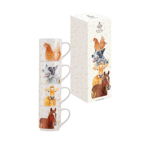 Ashdene Farmyard Faces 2 Stackable Mugs 4pk