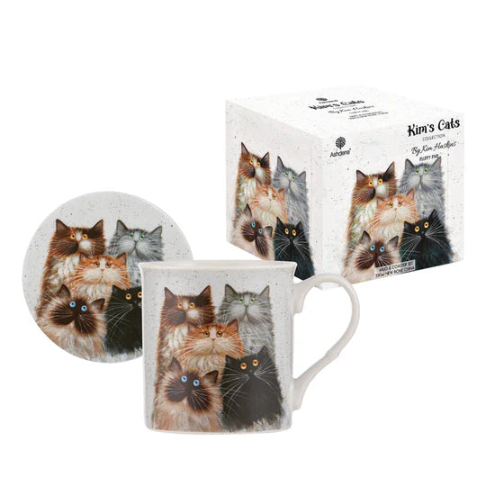 Ashdene Kim's Cats Collection Mug & Saucer | Fluffy Five