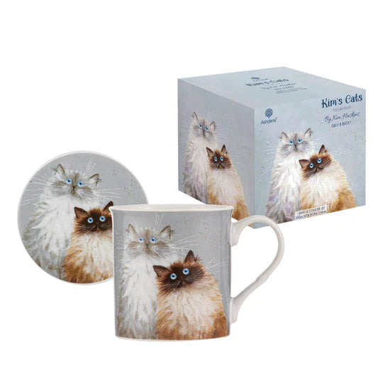 Ashdene Kim's Cats Collection Mug & Saucer | Sully & Bucky