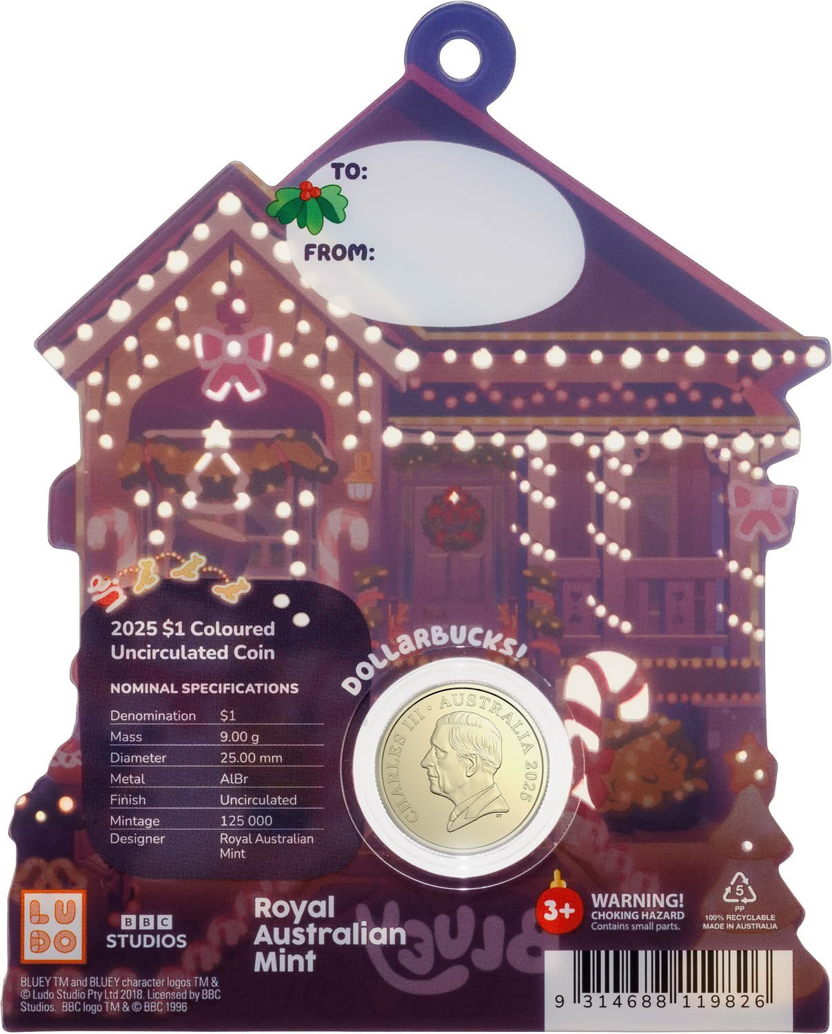 Mint Coin I Bluey Xmas $1 Coloured Uncirculated Coin