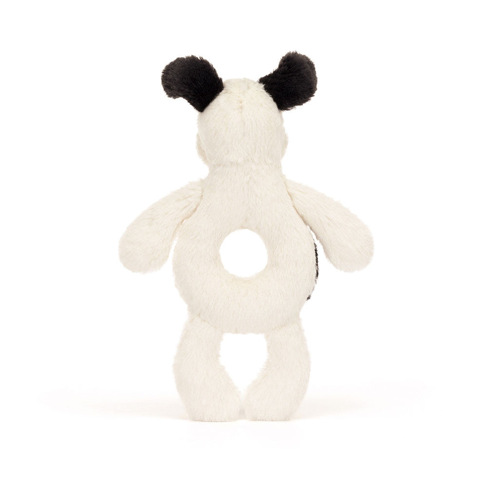 Jellycat Black & Cream Puppy Ring Rattle