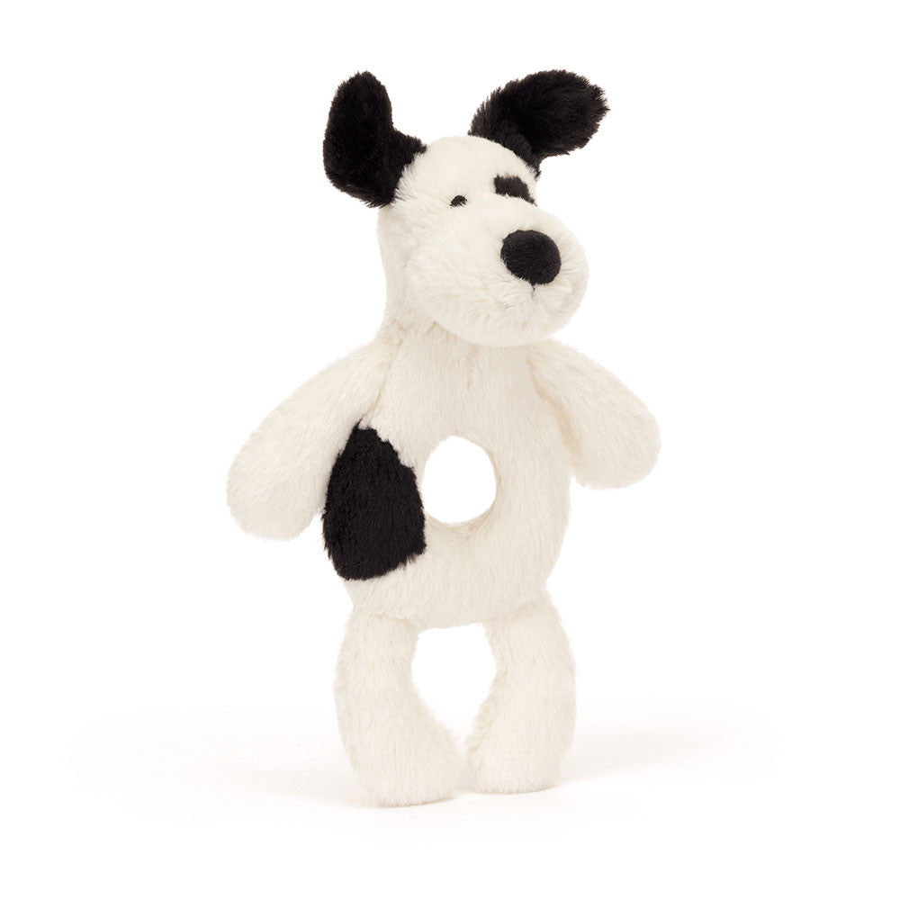 Jellycat Black & Cream Puppy Ring Rattle