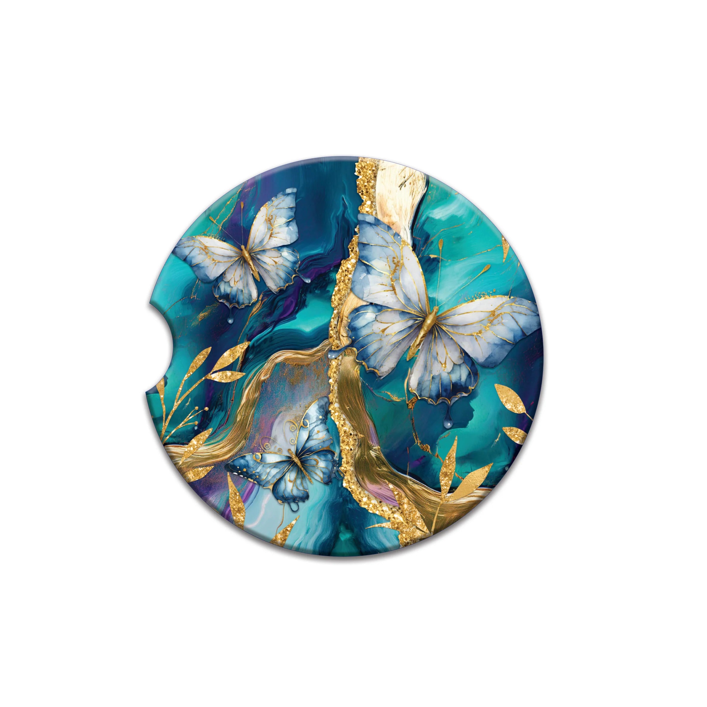 Lisa Pollock Car Coaster | Tranquil Butterflies