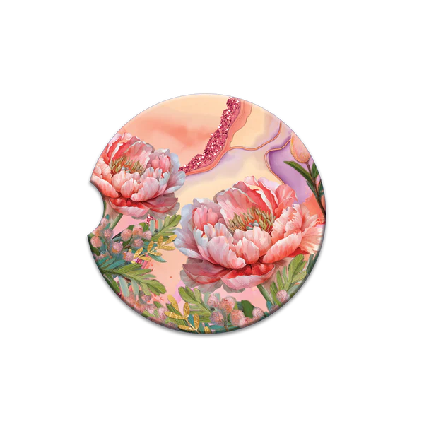 Lisa Pollock Car Coaster | Coral Peony