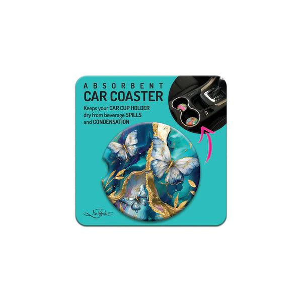 Lisa Pollock Car Coaster | Tranquil Butterflies