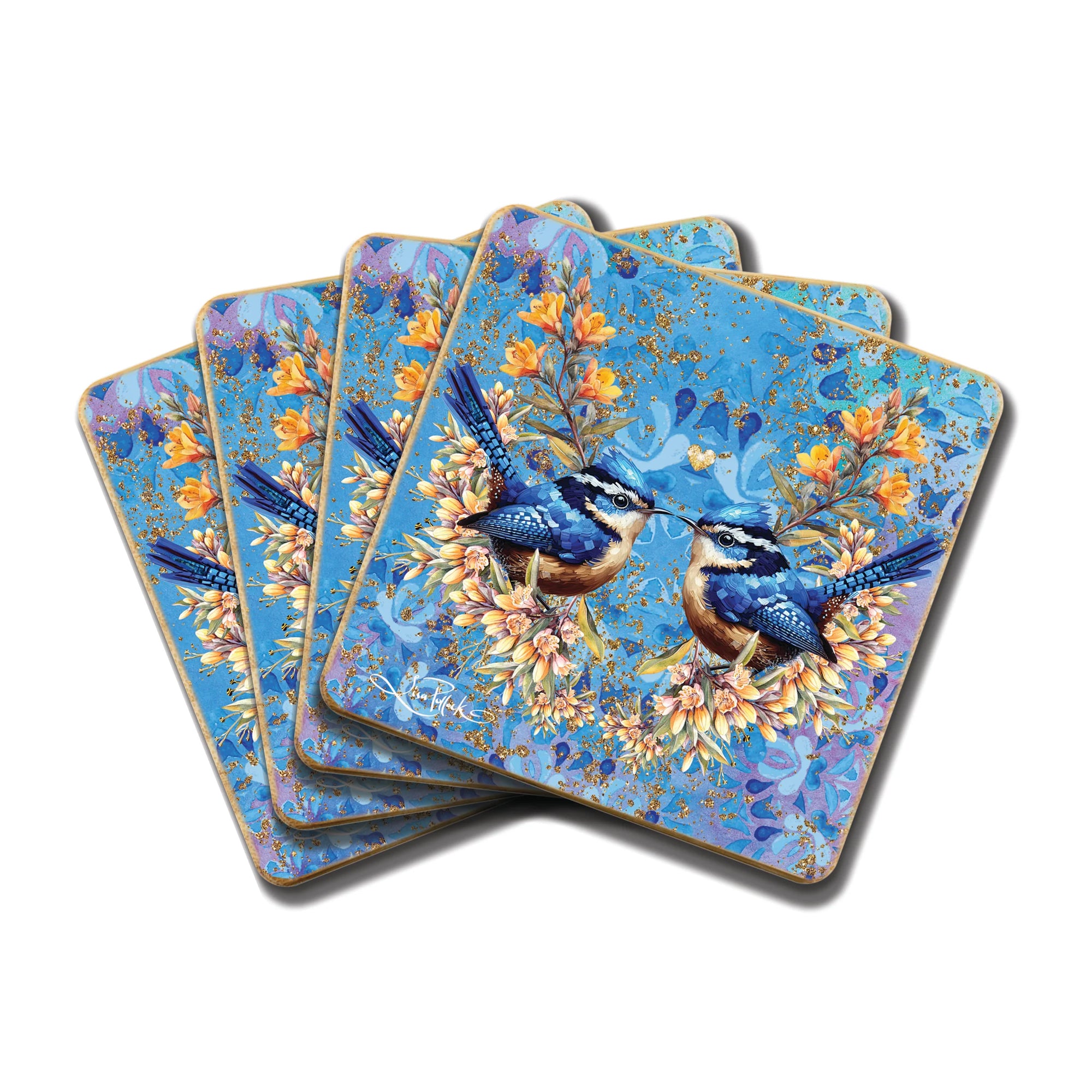 Lisa Pollock Coasters 4pk | Royal Wrens