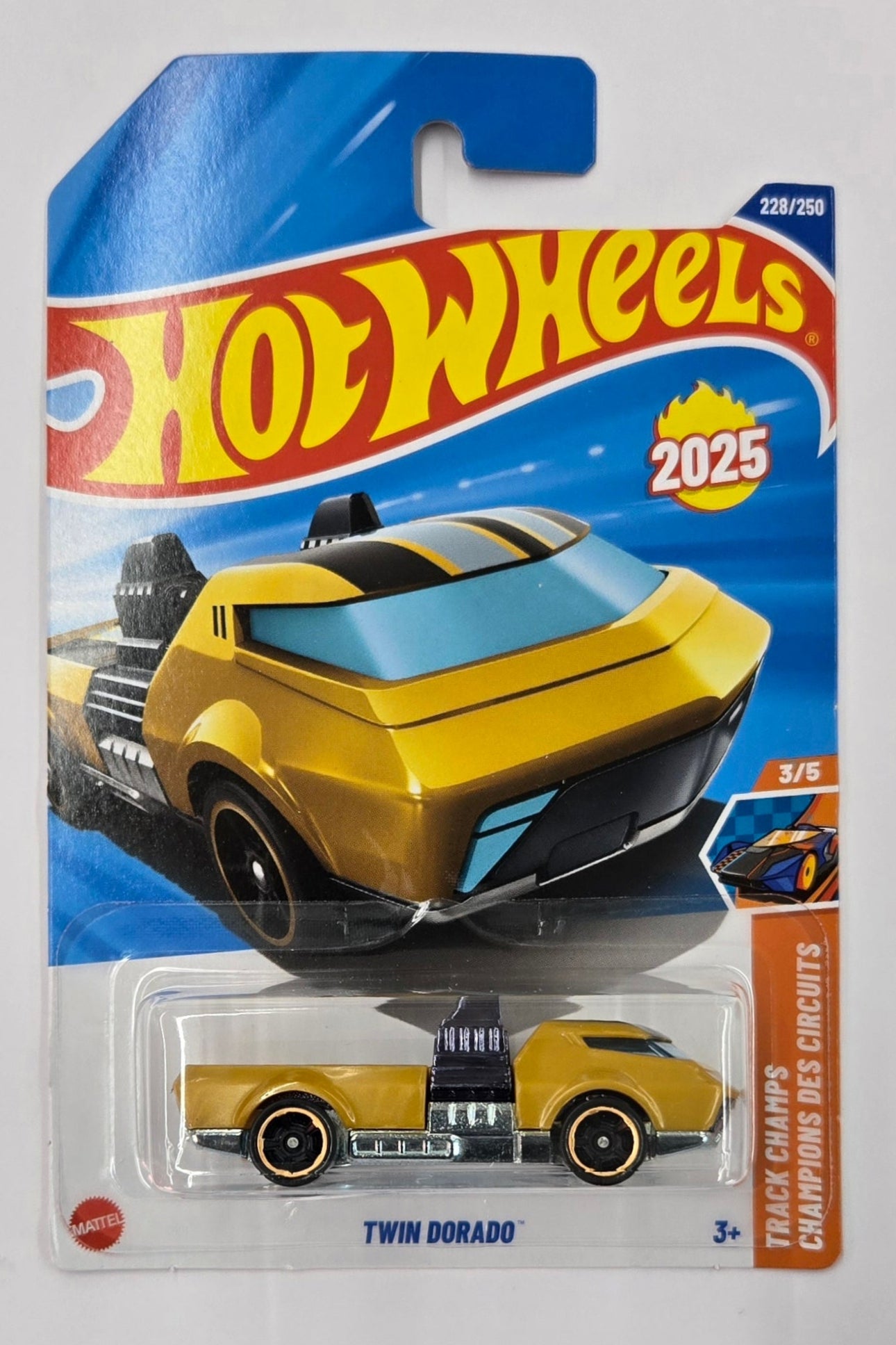 Hot Wheels toy car packaging on a white background