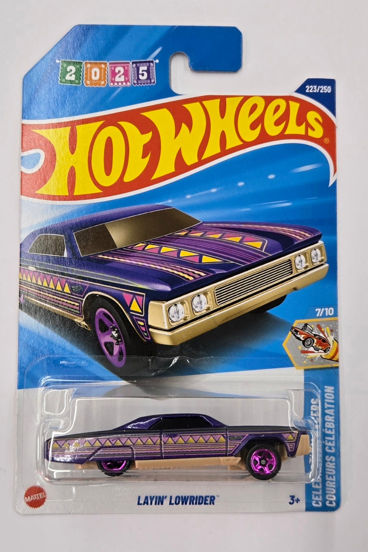 Hot Wheels toy car packaging on a white background