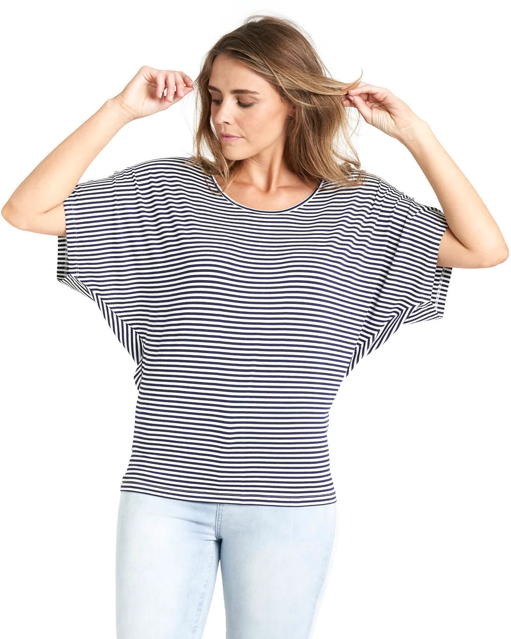 Maui Tee | Navy Blue/White Stripe