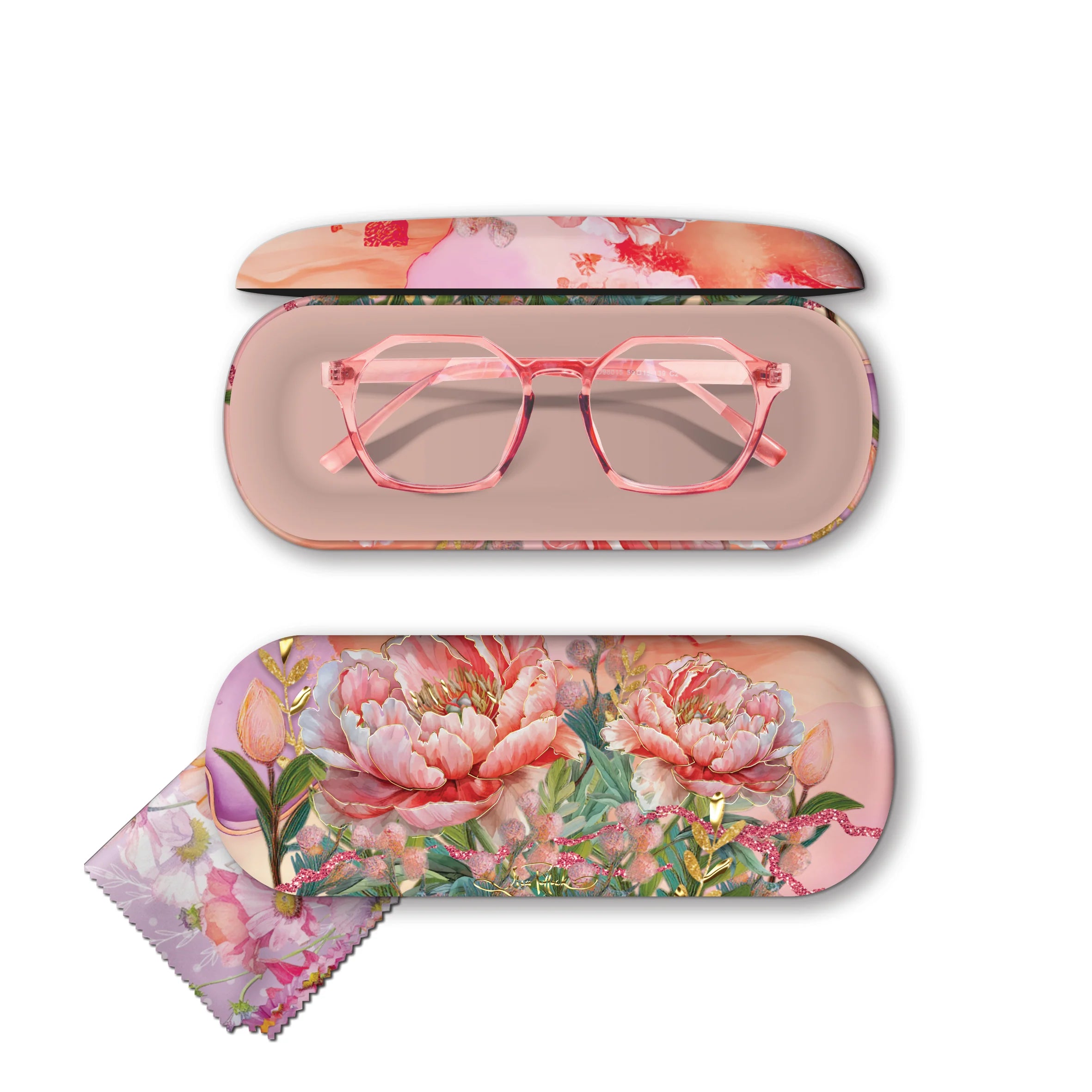 Lisa Pollock Glasses Case | Coral Peony