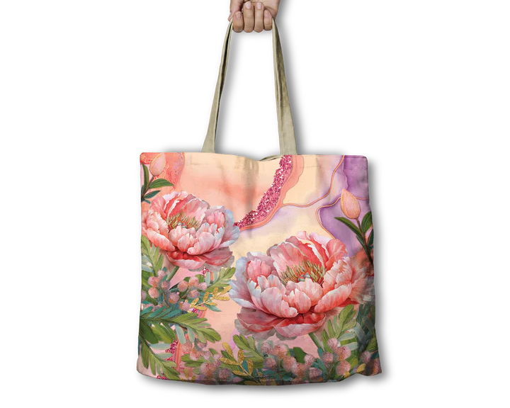Lisa Pollock Shopping Bag | Coral Peony