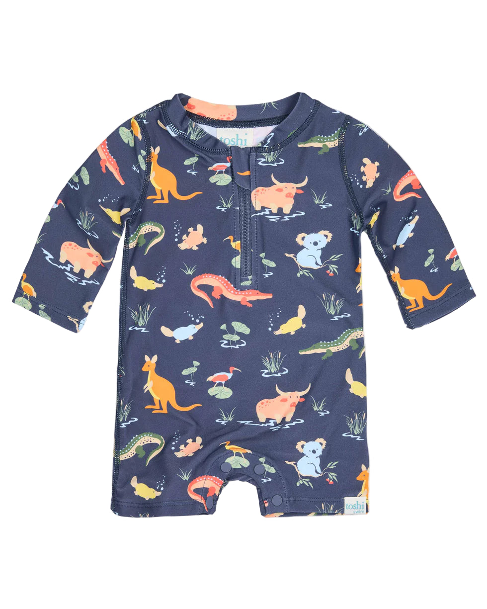 Toshi Swim Onesie L/S Splash | Kakadu Moonlight