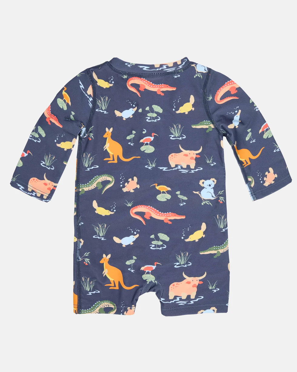 Toshi Swim Onesie L/S Splash | Kakadu Moonlight