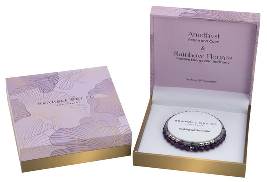 The Elegance Collection Bracelet | Amethyst and Rainbow Fluorite