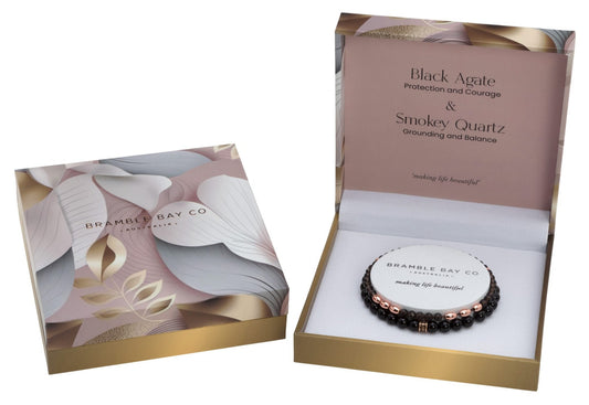 The Elegance Collection Bracelet | Black Agate and Smokey Quartz