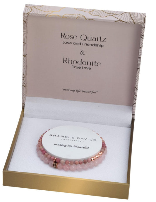 The Elegance Collection Bracelet | Rose Quartz and Rhodonite