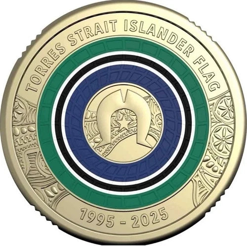 Mint Coins | 30th Anniversary of the Torres Strait Islander Flag 2025 $2 Coloured Coin on Card