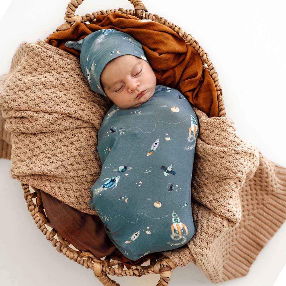 Snuggle Hunny Swaddle & Beanie Set | Rocket