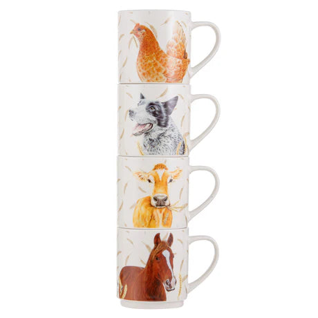 Ashdene Farmyard Faces 2 Stackable Mugs 4pk