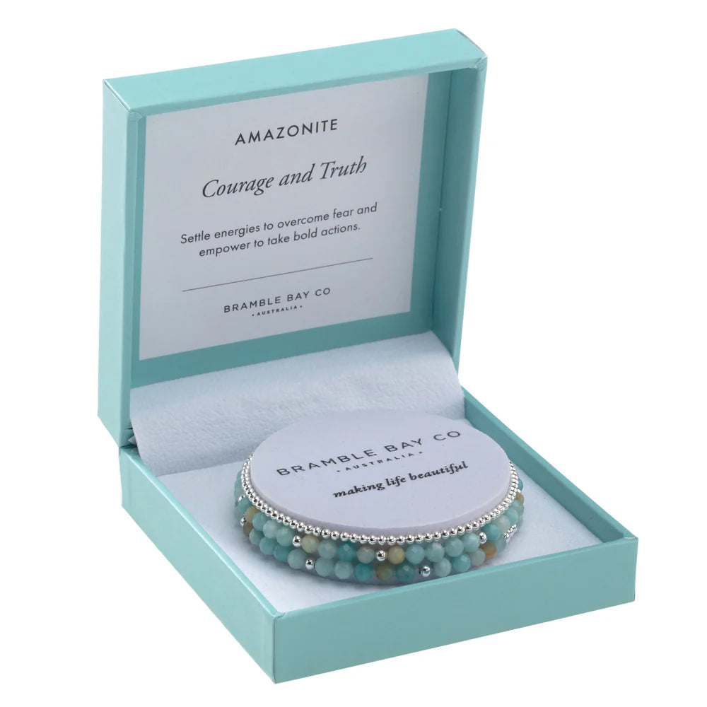 Trio Bracelet Set Amazonite & Silver Plated Bead | Courage & Truth