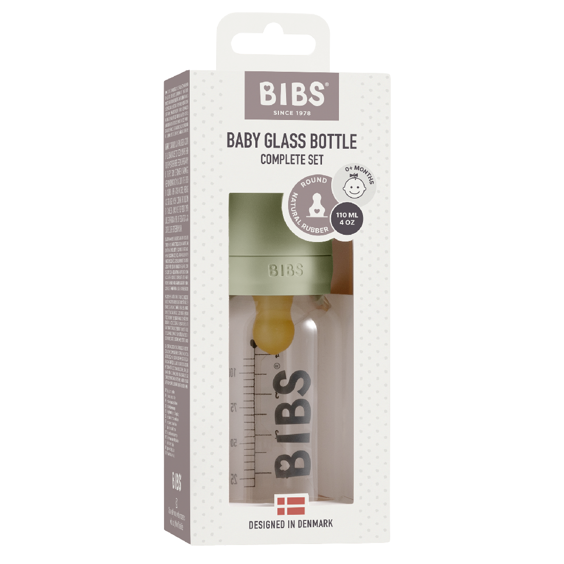 Bibs Baby Bottle | Glass 110ml set Sage
