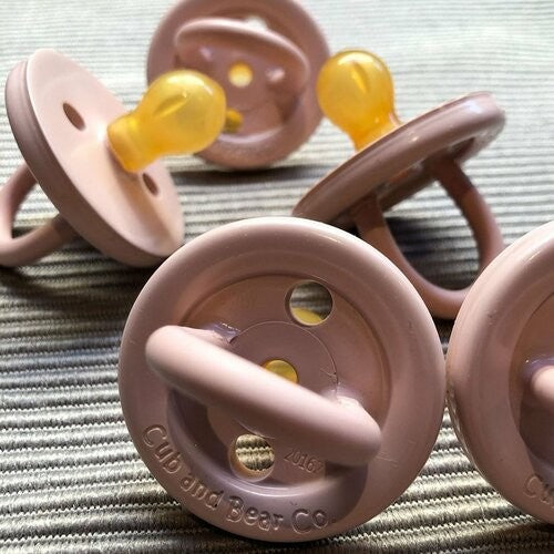 Natural Rubber Soother Round Dummy | Twin Pack Blush Pink