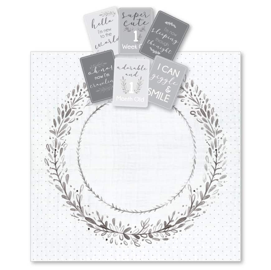 Jiggle & Giggle | Grey Wreath Milestone & Muslin Set