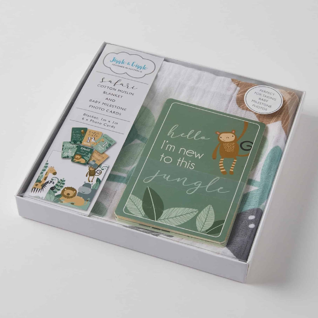 Jiggle & Giggle | Safari Milestone & Muslin Set