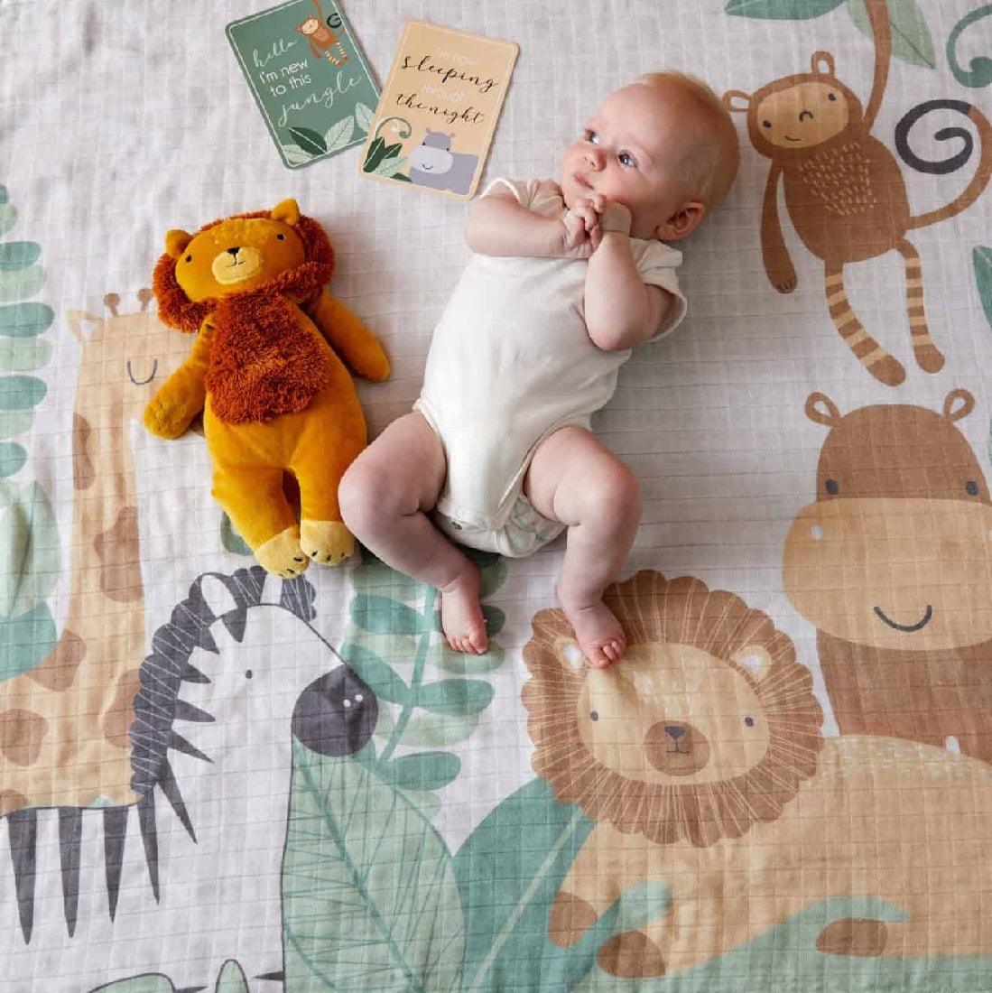 Jiggle & Giggle | Safari Milestone & Muslin Set