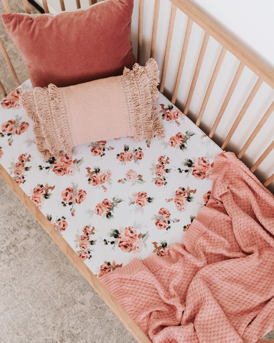 Snuggle Hunny Fitted Cot Sheet | Rosebud