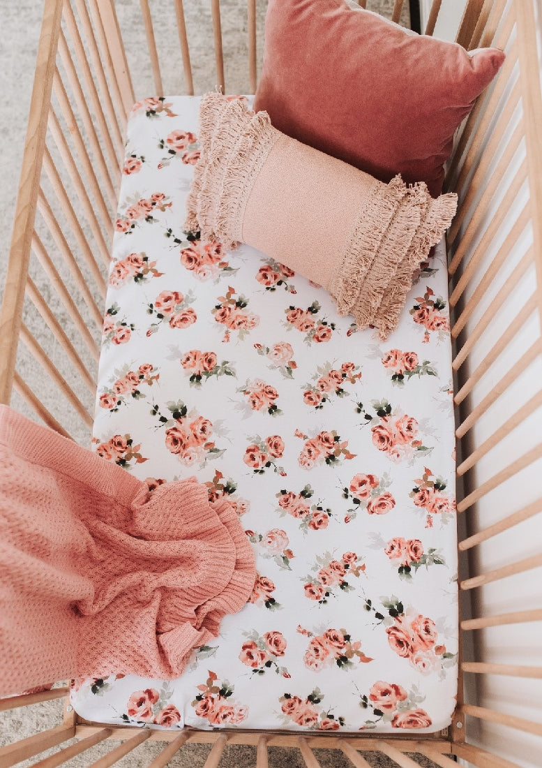 Snuggle Hunny Fitted Cot Sheet | Rosebud