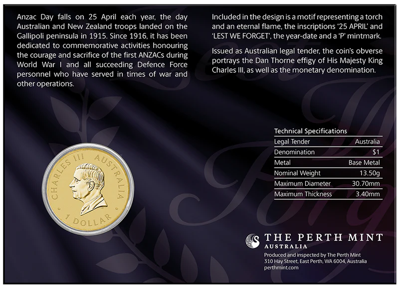 ANZAC Day 2026 Coin in Card Perth Mint