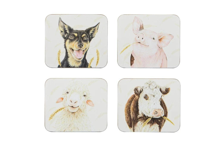 Ashdene Farmyard Faces 4PK Coaster
