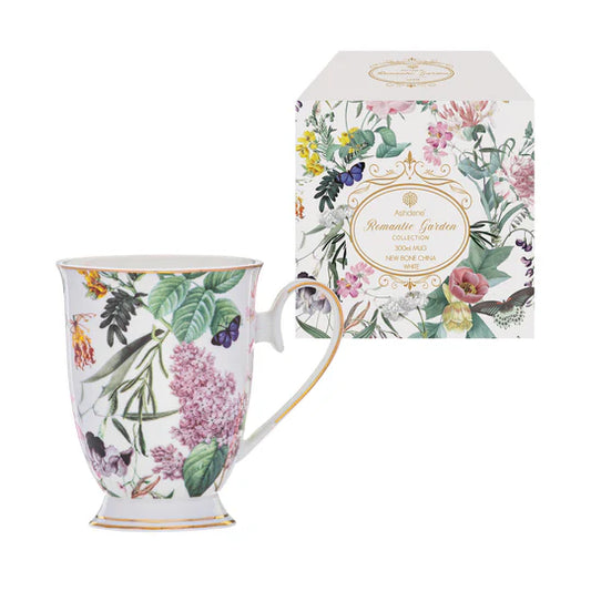 Ashdene Romantic Garden Footed Mug | White