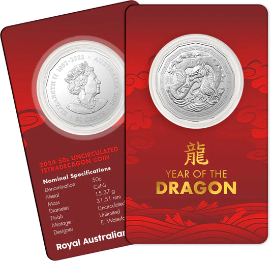 Mint Coins | 2024 Lunar Year of the Dragon 50c CuNi Tetra Decagon Uncirculated Coin