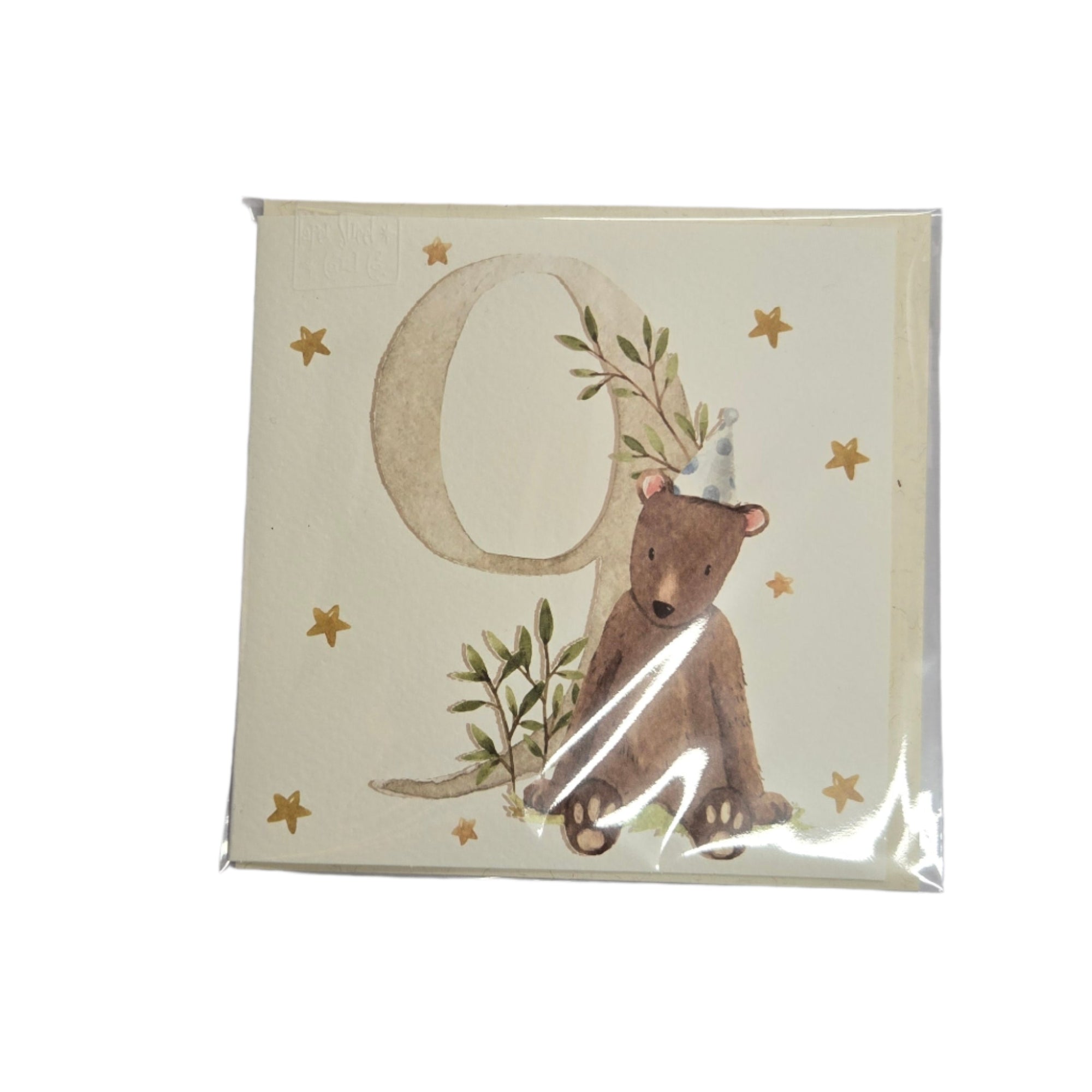 Card Birthday Age 9 Brown Bear