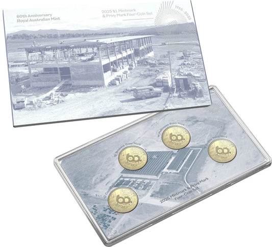 Mint Coins | 60th Anniversary of the Royal Australian Mint 2025 $1 Mintmark and Privy Mark Uncirculated 4 Coin Set