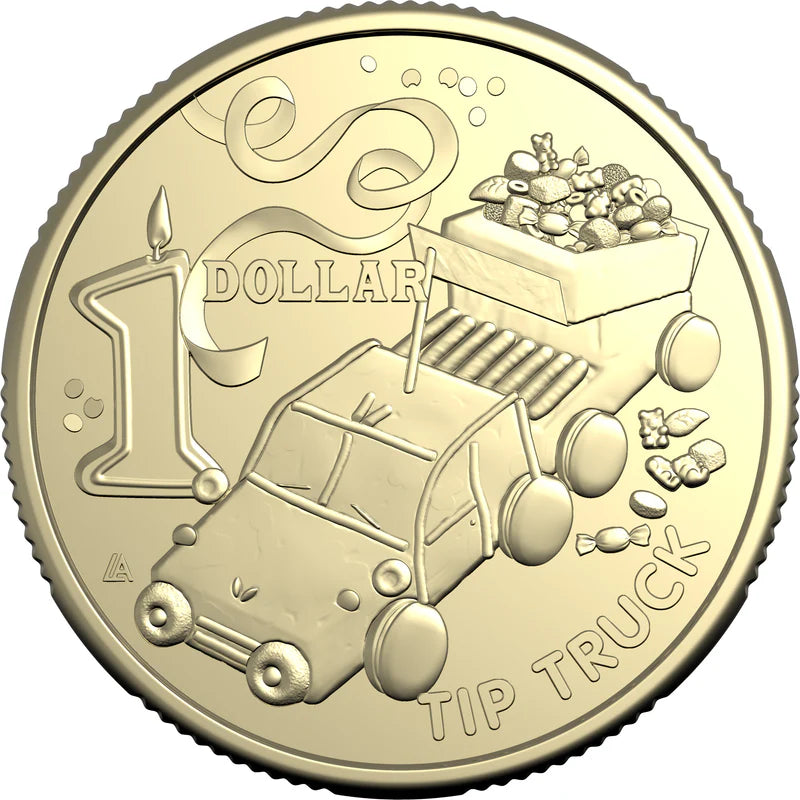 Mint Coins | AWW Birthday Cookbook 2025 $1 Uncirculated Coin - Tip Truck & circulated $2 coloured coin