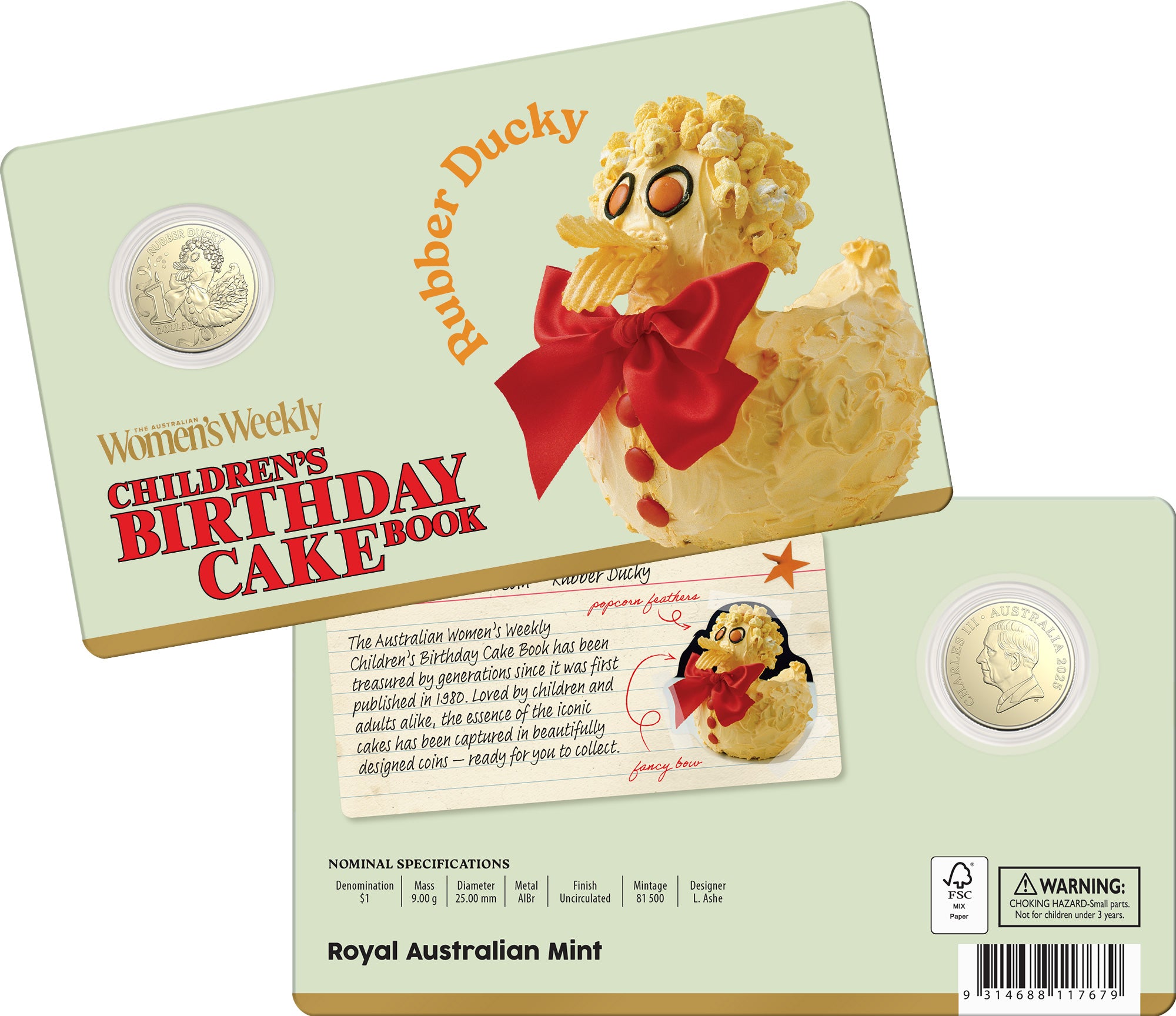 Mint Coins | AWW Birthday Cookbook 2025 $1 Uncirculated Coin - Rubber Ducky