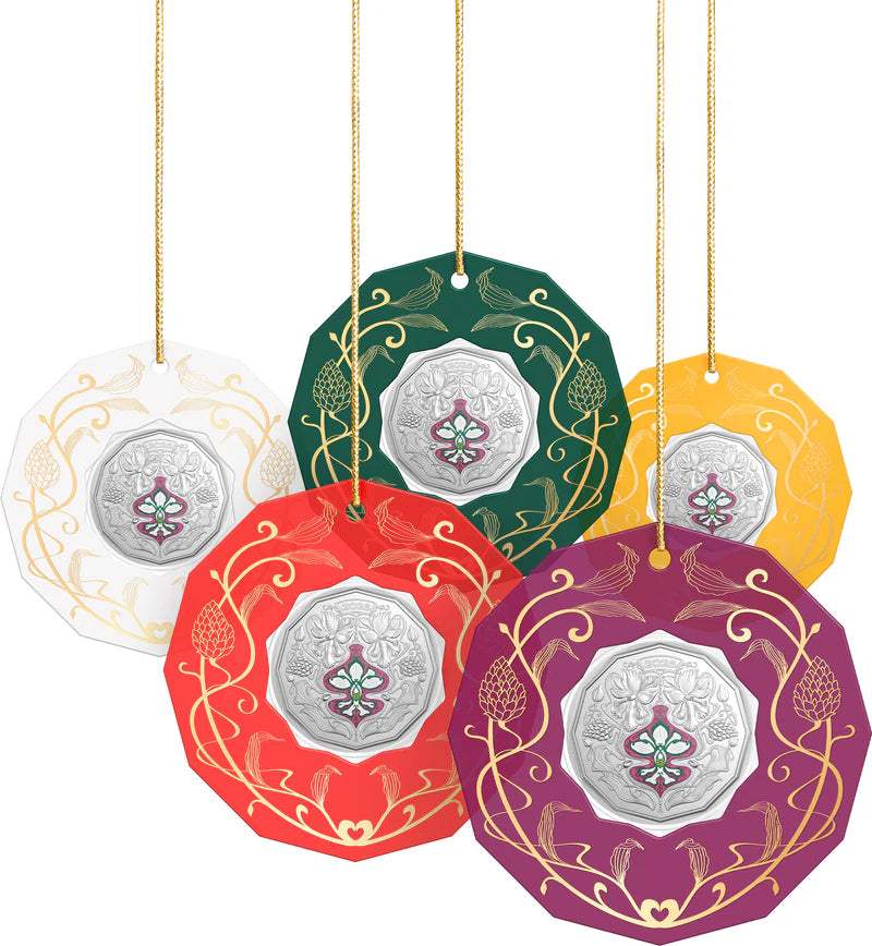 Mint Coins | Christmas Festive Florals 2025 50c Coloured Uncirculated Coin